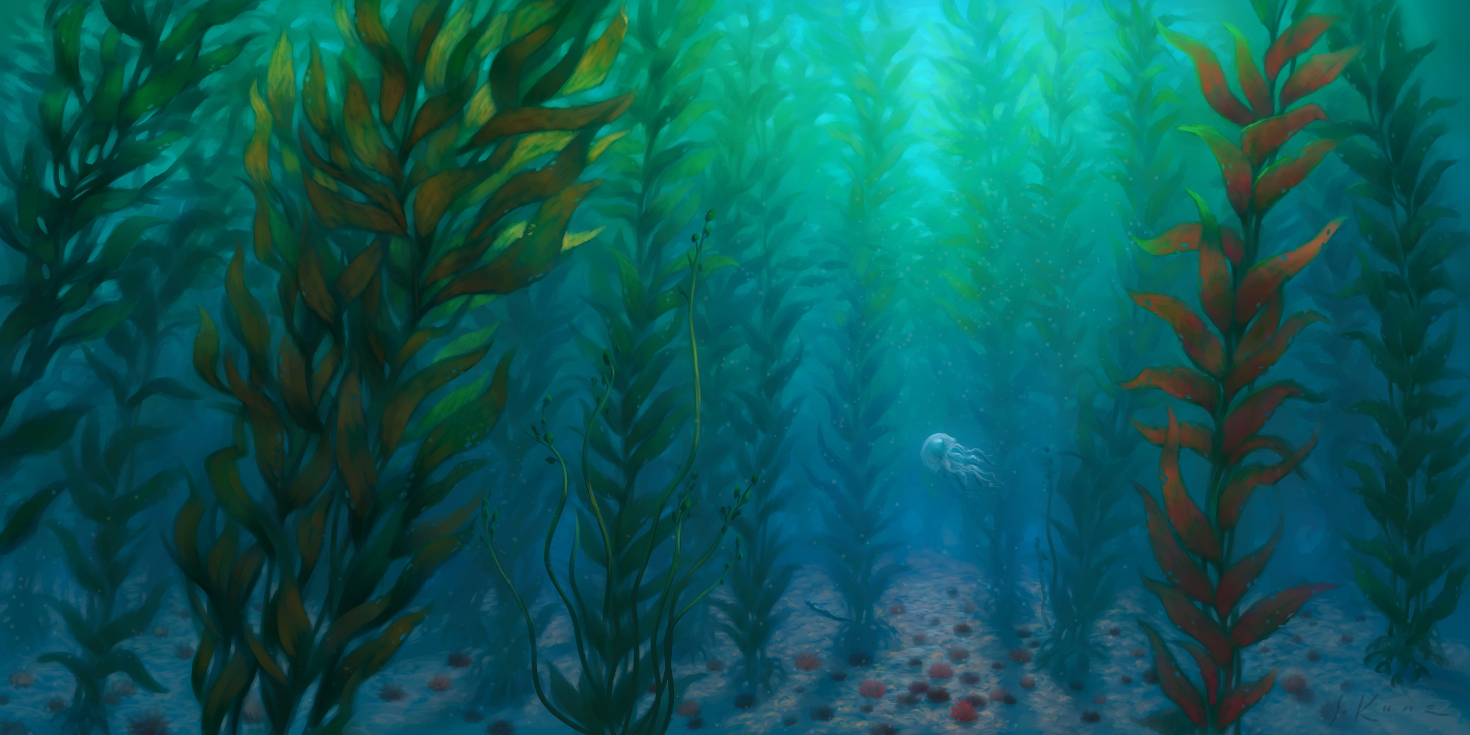 В воде рыбы водоросли. Морское дно. Подводной пейзаж. Речное дно. Морское дно с водорослями.